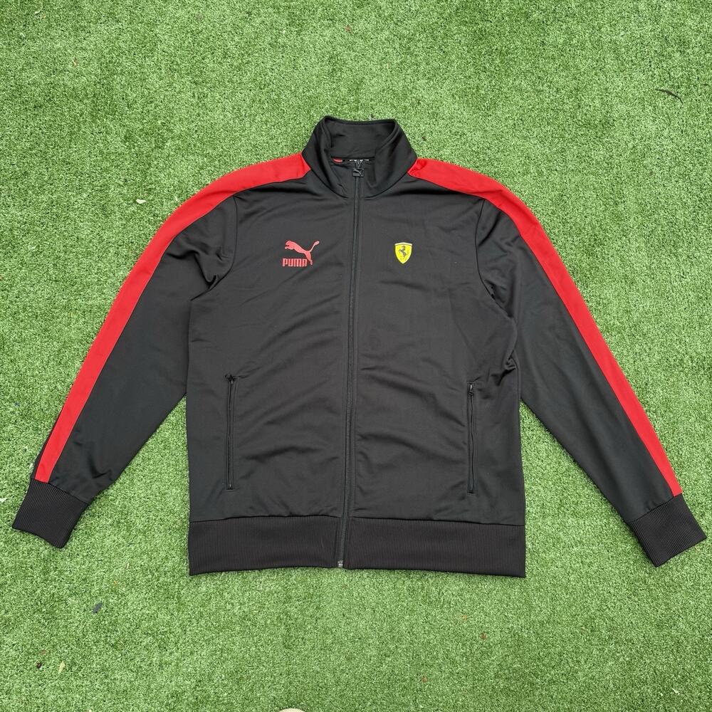 Puma Ferrari Track Jacket Men's L Black Red Full Zip Scuderia Ferrari Official